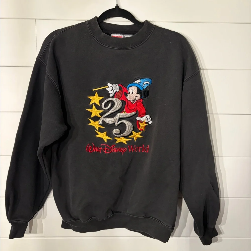 Vintage 90s Disney World 25th Anniversary Black Sweater - Picture 1 of 7